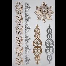 style body art painting tattoo stickers glitter Metal gold silver temporary flash tattoo Disposable indians tattoos