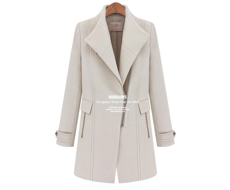 2015 new hot autumn winter big fur turn down collar detachable collars british style slim thicken woolen medium style coat WJL43 (17)