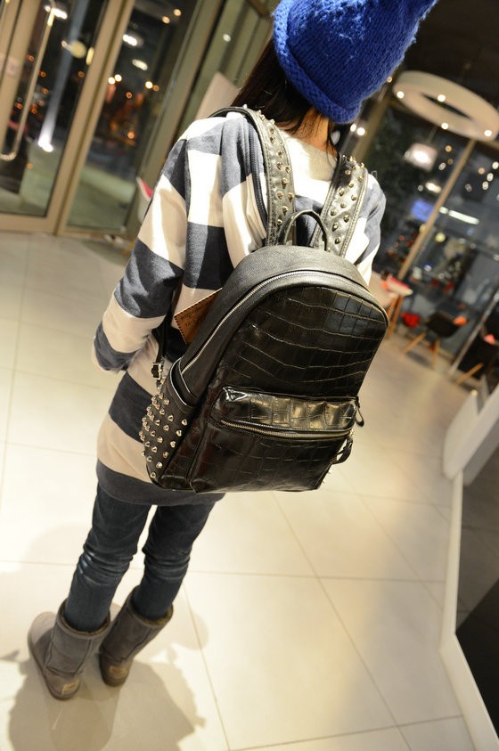 2015 New Style Men's And Women's Travel Bag Backpack Crocodile