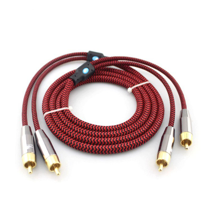Hifi Audio Cable 2 RCA Phono Jack to 2 RCA Male to Male for TV Speaker Shielded Braided Cable 1M 1.5M 2M 3M 5M 75cm Hifi Audio Cable 2 RCA Phono Jack to 2 RCA Male to Male for TV Speaker Shielded Braided Cable 1M 1.5M 2M 3M 5M 75cm