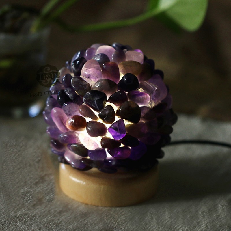 Purple Amethyst Flower Ball LED Night Sleeping Lights Lamp USB Emergency Light for Crystal Craft Living Wedding Party Decoration (9)