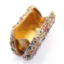 2015 New Year Gift China A Grade Crystal Evening Party Women Clutch Purses Wedding Rhinestones Metal