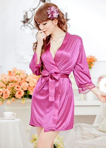 Brand Summer Style Ice Silk Sexy Bathrobe 2015 Lace Dressing Gowns For Women Bathrobes For Women Camisola Thin Batas Para Mujer5