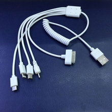 80cm Spring Cell Phone Cable Cord 1m 5 in 1 universal usb cables for mobile phones multi charger line For iPhone Samsung HTC
