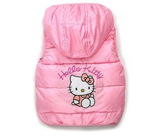 Children Outerwear Girls Parka Vest Princess Waistcoat Baby Kids Hello Kitty Jacket Coat for Autumn Winter