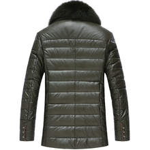 PU leather men short of genuine fox fur collar down jacket men s Midlife men s