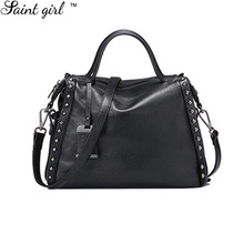 Saint Girl Women’s Handbags High Quality Genuine Leather Boston Bag Ladies Shoulder Bag Simple Pillow Bag Bolsa Feminina MR164