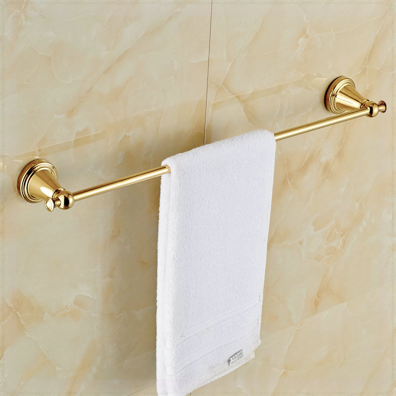 Wall Mount Single Towel Bar Bathroom Gold Finish Towel Rack wall mount ...