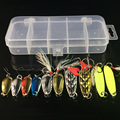 10Pcs Box Metal Spoon Fishing Lures Set in Plastic Fishing Tackle Box Spinner Bait Spoon Lure