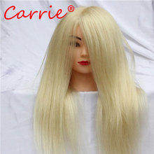 Wholesale 100% Human Hair Mannequin Head 18″ Blonde Great Quality Natural Hair Hairdressing Dolls Head For Beauty Salon