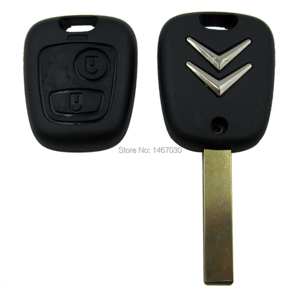 2 Buttons Replacement Car Key Case Shell Blank with Groove on Side Of Blade For Citroen