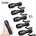 Wholesale 5 Pcs Ultra Bright 5 Mode CREE XML T6 Zoomable Led Flashlight Waterproof Torch Lights