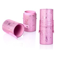 2016 Empty PU Leather Cosmetic Case Portable Storage Makeup Bags Organizer Brush Holder Cup 9 Colors 78