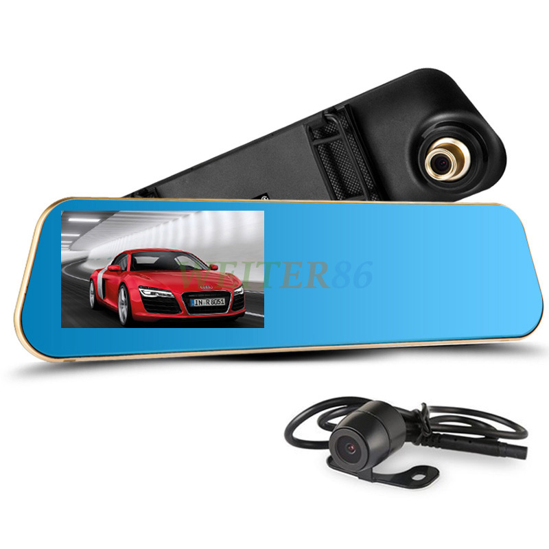 Dual Lens 4.3 inch Full HD 1080P Car Rearview Mirror DVR Dash Cam Night Vision Car DVR Dual Camera Video Recorder