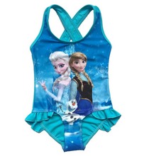 2015 Kids Swimsuit 3 10Y Girls Elsa Swim Costume Anna Swimwear Children Sunbath Beachwear Bikini Bathing