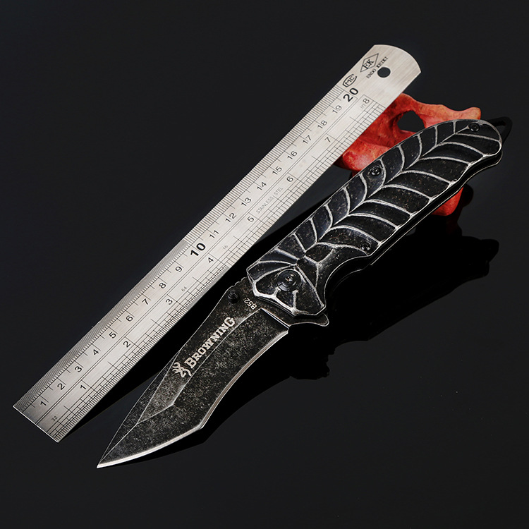 Cold Steel Folding Black Blade Knife 23cm Utility Camping Knife Steel Hanlde Portable Hunting Knives Tactical