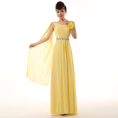... Dress-One-Shoulder-High-Quality-Chiffon-Party-Dresses-Light-Yellow