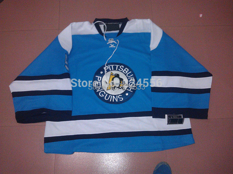 Custom Pittsburgh Penguins Goalie Cut Jerseys Hockey Blue Stitch Sewn Customize Any Name And Number Swen On Mixer order