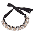 Hot Selling Women Girls 1PC Double Row Adjustable Band Chain Rhinestone Necklace Pearl Jewelry Good Gift