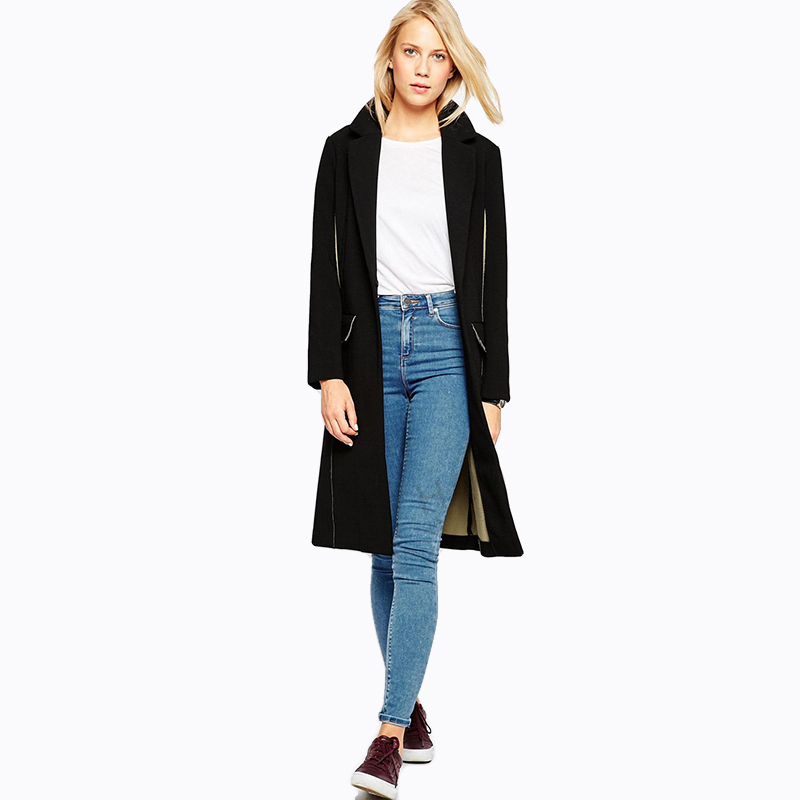 New 2015 Fashion Winter Warn Trench Coat For Women Flash Woolen Coat Female Slim Ladies Long Trench Coat Windbreaker  CT103