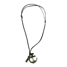 Delicate 2014 Fashion Jewelry Necklace Cow Leather Men Necklace Punk Retro Cross Anchor Pendants Necklace Long