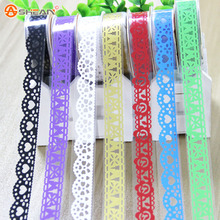 DIY Scrapbooking Colorful Lace Tape Decoration Roll Tape Candy Color Washi Decorative Sticky Masking Self Adhesive Tape 2pcs