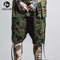 HZIJUE Hip Hop Camo Shorts Men Ribbons Camouflage Shorts Kanye 2017 Season High Street Fashion Bboy