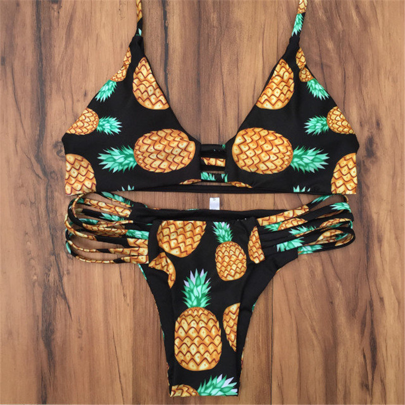 Stripsky Sexy Reversible Bikini Cut Out Swim suit Printed Pineapple Swimwear Women Seamless Biquini Maillot De Bain Black 20 Stripsky Sexy Reversible Bikini Cut Out Swim suit Printed Pineapple Swimwear Women Seamless Biquini Maillot De Bain Black 20
