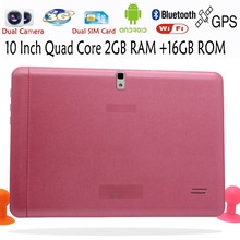 10 Inch 2GB 16GB Quad Core Tablet Pc Dual Camera Dual SIM Card 3G Phone Call Pad Pc 2G+16G Pink Edition Gift For Lady and Girls