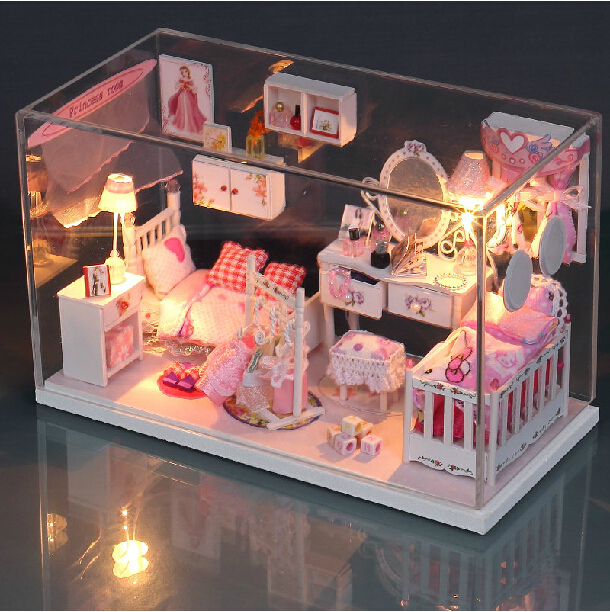 DIY Doll House Model Building Kits Wooden 3D Handmade Miniature Dollhouse Toy Greative Birthday Gift -Pretty Princess Room