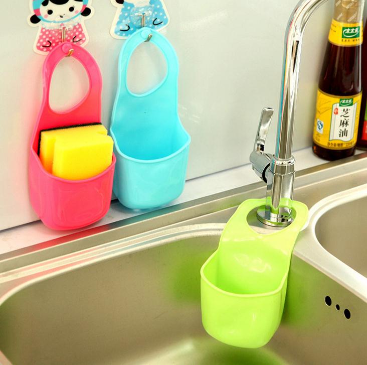 Kitchen bathroom accessories Sink Sponge Hanging PVC Shelving Rack Drain Faucet Storage Pail Shelves hanging shelf A46