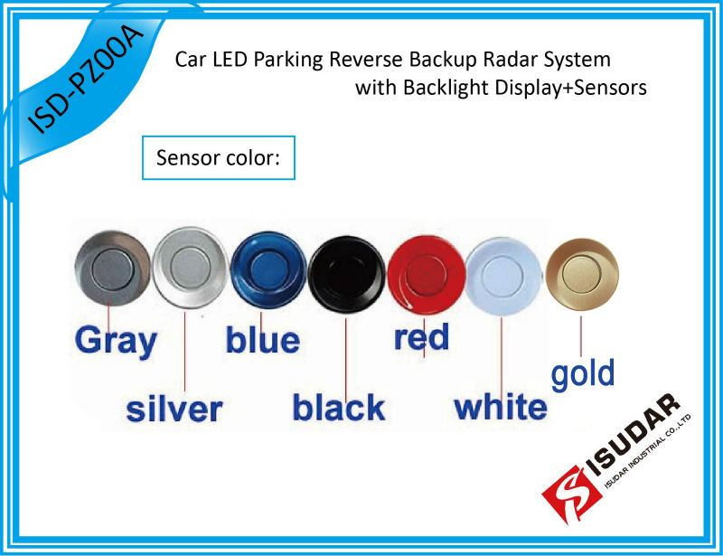 Car Numeral And Color LED Display Parking Reverse Backup Radar System With 4 Sensors 7 colors