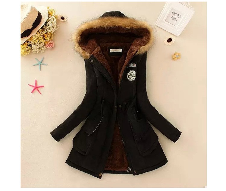 New Fashion Women Jacket Winter Warm Solid Hooded Coat Female Casual Slim Fur Collar Women Jacket And Coats Abrigos Mujer JT142 (4)