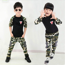 2015 New Camouflage Kids Clothing Set for Boys Girls Spring Autumn Cotton Camo Boys Sports Set