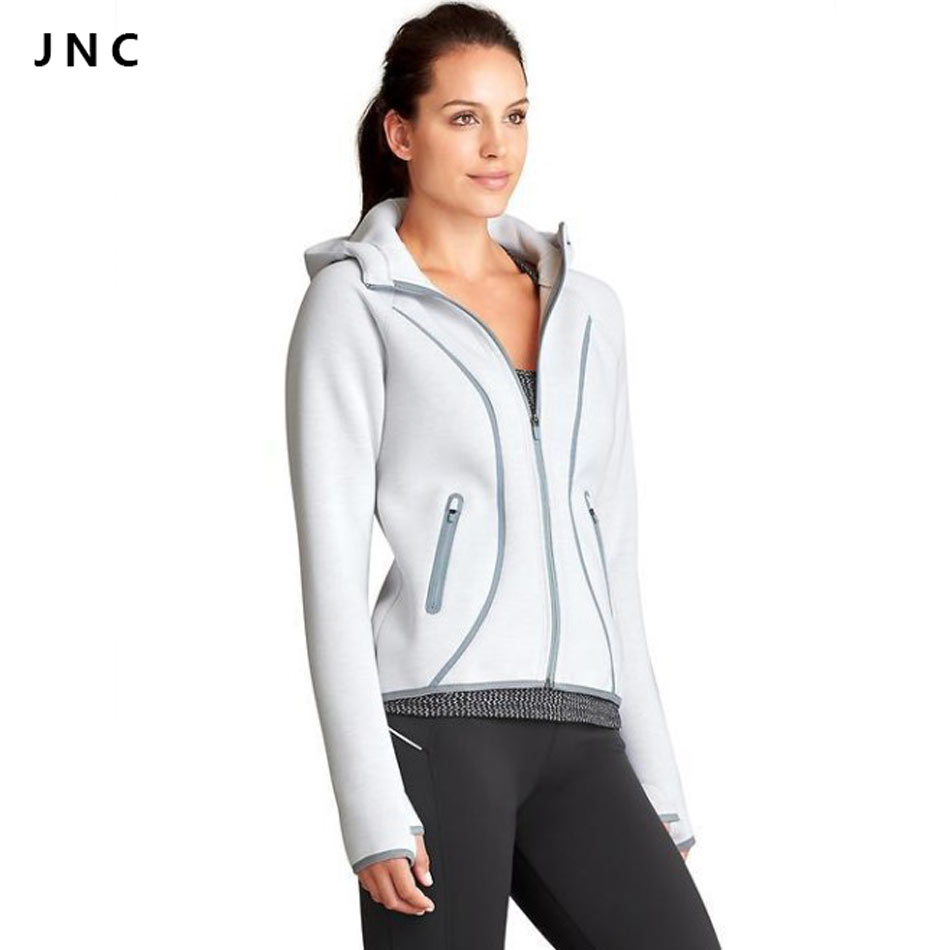 2016 Women Sports Hoodie Jacket Windproof Jacket Neoprene Feel Thumb