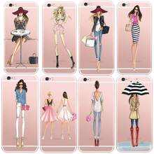 Fashionable Dress Shopping Girl Cases For iPhone 6 6s Transparent Clear Soft Silicon Phone Cover
