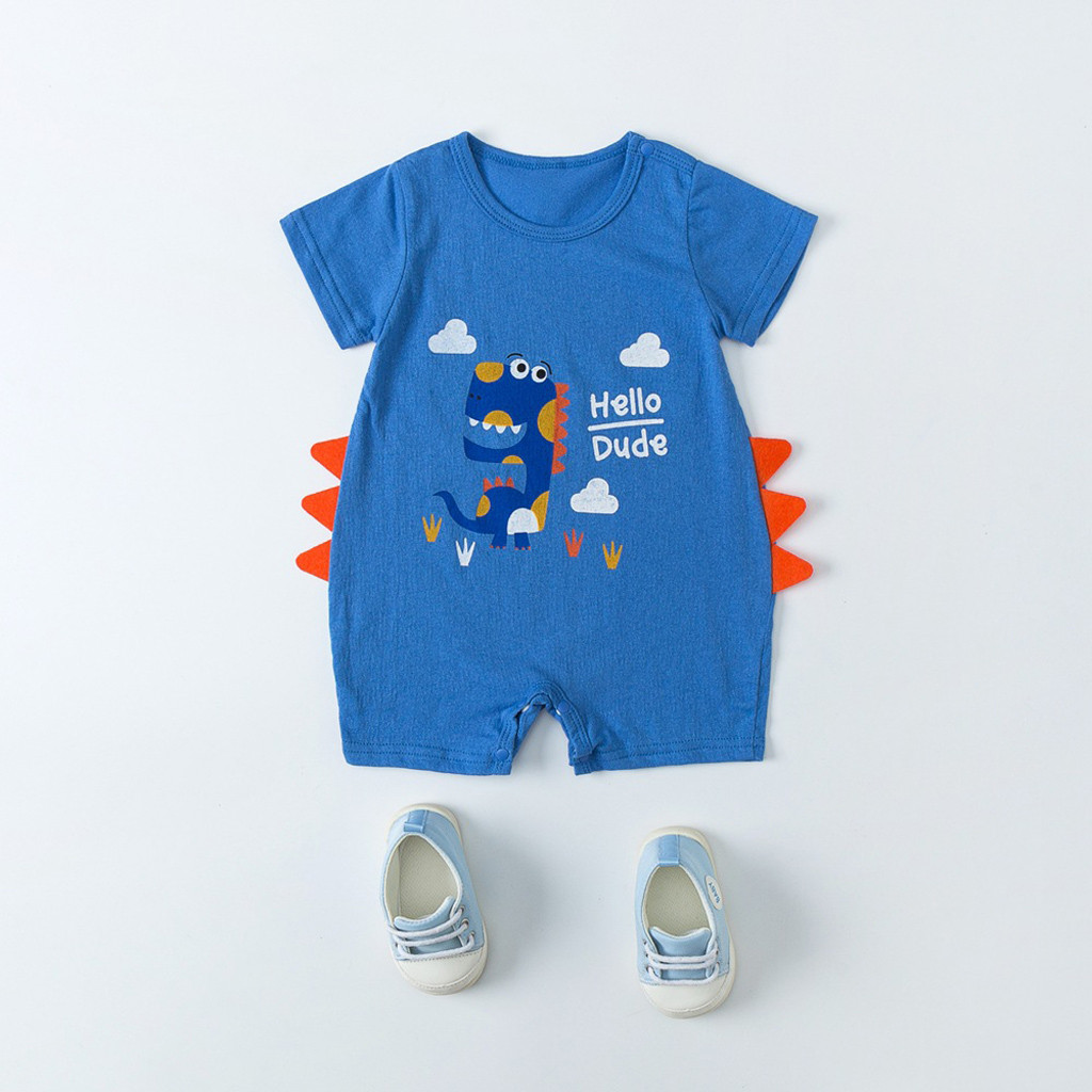 Short Sleeve Cotton Rompers for Baby Girls Boys Soft Panama Flag Dog Paw Sleepwear