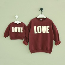 Matching Family shirts crewneck cotton long sleeve sweatshirt printed LOVE T shirt baby Girls and Mother outfits Clothing