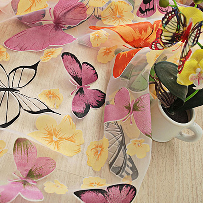 Free Shipping 200x100cm Colorful Butterlfly Printed Curtain Sheer Organdy For Door Window Screen Curtain New Promotion