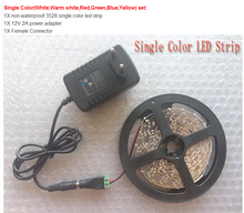 RGB LED Strip 5M 300Led 3528 SMD 24Key IR Remote Controller 12V 2A Power Adapter Flexible