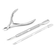 High Quality Nail tools 3pcs set Stainless Steel Nail Tool Cuticle Nipper Spoon Cuticle Pusher Remover