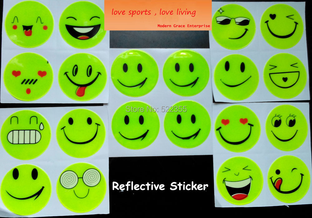 1 sheet 4 pcs 5CM Reflective sticker smile face for motorcycle bicycle kids toy any where