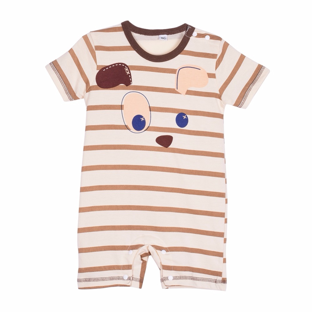 2016 Newborn Baby Summer Cotton Boy Girl Totoro Striped Rompers One piece Rompers Jumpsuits Infant Clothing