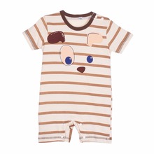 2016 Newborn Baby Summer Cotton Boy Girl Totoro Striped Rompers One piece Rompers Jumpsuits Infant Clothing
