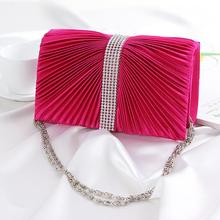 2015 For Wedding Prom Party Ribbons New Evening Bags For Ladies Ruched Crystal Diamonds Women s