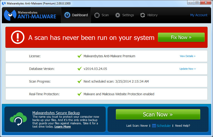 Malwarebytes anti malware -    2.1.6.1022      100% 