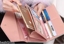 2015 Hot Envelope Women s Leather Purse Wallet Long Card Holder Mobile Zip Free Shipping