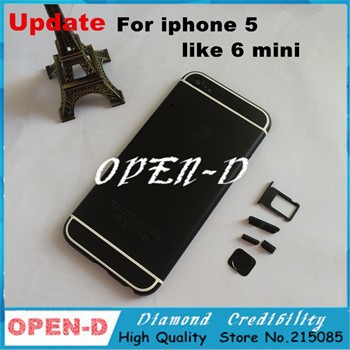 new update for iphone 5 like 6 mini black color housing with white stripe housing 