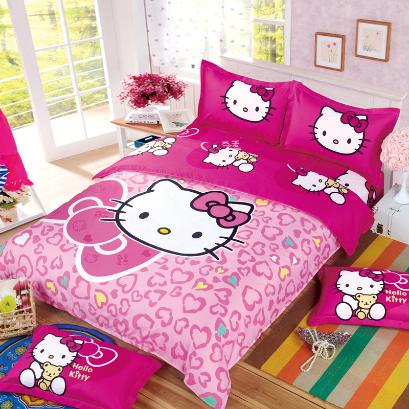 Kids Adults Cartoon Hello Kitty Minions Mermaid Bedding Set 3/4pcs Duvet Cover BedSheet Pillowcase Twin Full Queen Free Shipping