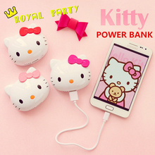 6500mAh USB diamond Hello Kitty Cat Cartoon Portable Battery Charger Power Bank For iPhone 6 5s 6plus for Samsung all phones